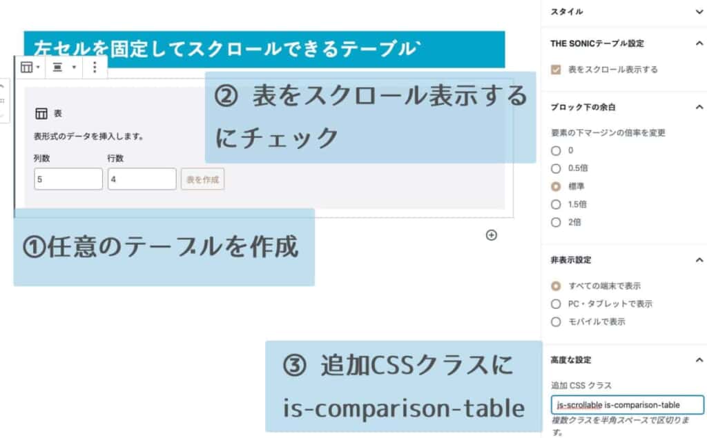 テーブルを追加